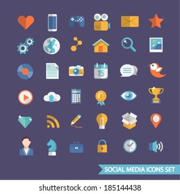 Social media flat icons set.