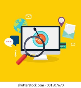 Social media flat modern design concept local store marketing vector. Flat web illustration infographics collection.
