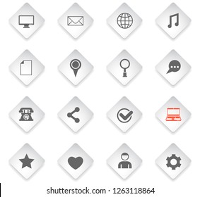 social media flat rhombus web icons for user interface design