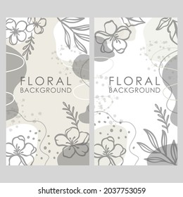 SOCIAL MEDIA FLORAL BACKGROUND Monochrome Backdrop With Flowers And Branches Of Apple Tree And Jasmine Compositions For Social Media Internet Vector Illustrations