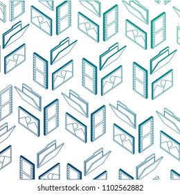 social media folder movie gallery photo isometric pattern