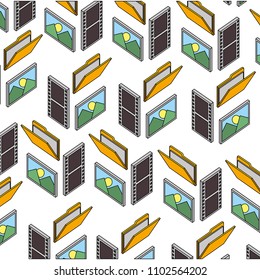 social media folder movie gallery photo isometric pattern