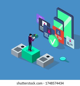 Social Media Follower Analysis Concept Flat Design