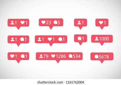 Social Media followers, comments, likes vector set