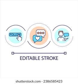 Social media following loop concept icon. Target audience interaction. Engage activity. Users reaction abstract idea thin line illustration. Isolated outline drawing. Editable stroke. Arial font used