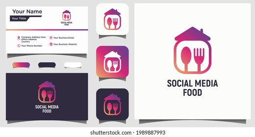 social media food logo design vector