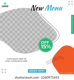 social media food menu banner template can be used for posting food menus in restaurants and cafes