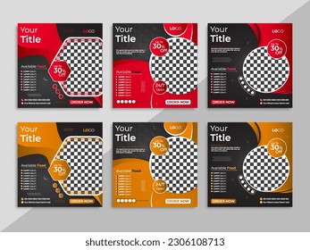 social media food post bundle creative abstract design template for restuarent advertising