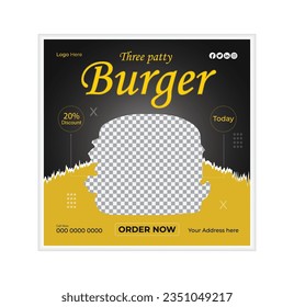 Social media food promotion and burger design template