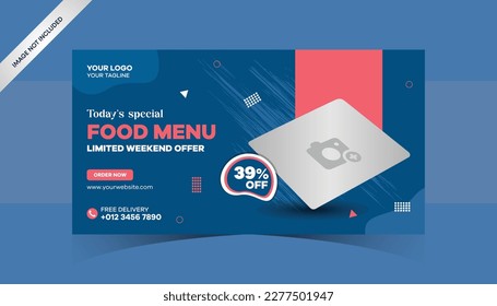 Social media food template, Restaurant social media banner template for business promotion,
Food menu banner social media post, Editable social media template, flat design of food cover