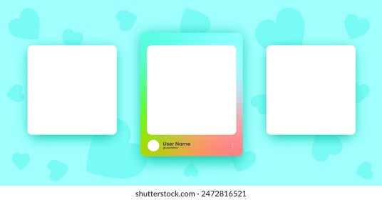 Social media frame collection template. Colorful social media interface.