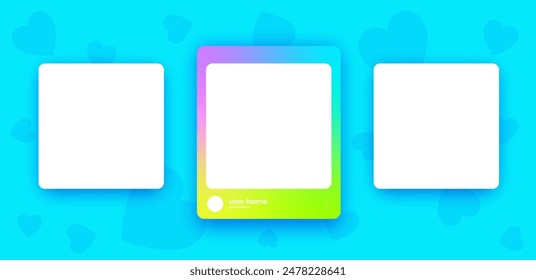 Social media frame collection template. Colorful social media interface.