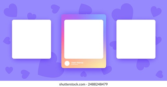 Social media frame collection template. Colorful social media interface.