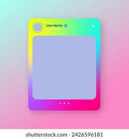 Social media frame isolated template. Colorful social media interface.