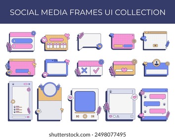 Social media frames ui vector collection