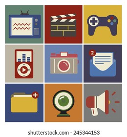 Social Media Funky Internet Symbols Icons Vector Concept