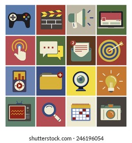 Social Media Funky Internet Symbols Icons Vector Concept