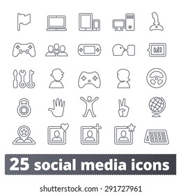 Social media and game icons. People community vector set for social network, application, user interface and web. Outline series.
