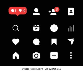 Social media generic user interface icons set. Social media icons. Instagram icons set, Tiktok Icons set. Design for web and mobile app. 