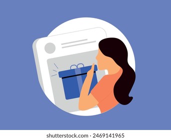 Social media giveaway boost user engagement and brand awareness. Plan social media contests with attractive prizes. SMM strategy with influencer collaborations and giveaway ideas. Vector illustration