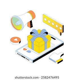 Social Media Giveaway vector Gradient isometric Style illustration. Eps 10 File
