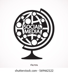 Social Media globe, social network globe, vector logo design template. holding globe, social network. 