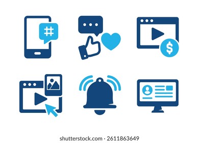 Social media glyph solid icons