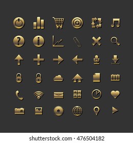 Social And Media Gold Icons