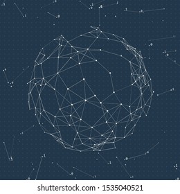 Social media graph background. Connected network of users. Relationship representation in sphere shape. People cluster nodes abstraction.