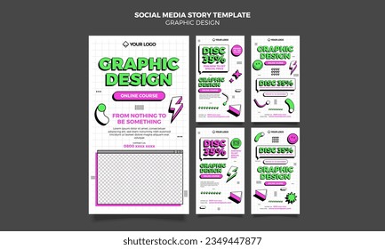 Social media graphic template, graphic design courses