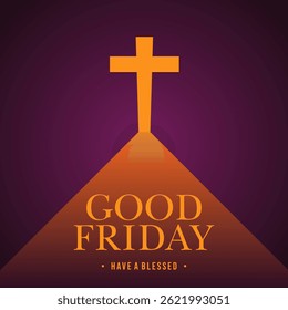social media greeting card good friday design with vector illustration of burning cross and purple background	
