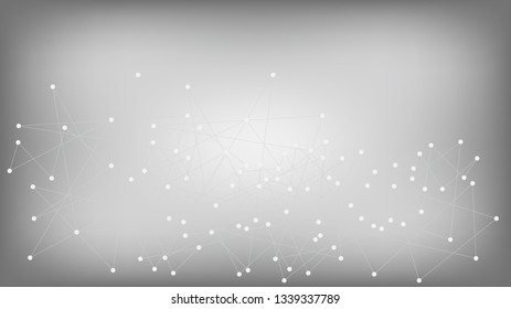Social Media Grid Blockchain Network Futuristic Nano Technology Design. Futuristic Artificial Intelligence Network Nodes Vector Background. Big Data Digital Matrix Internet Web Structure.