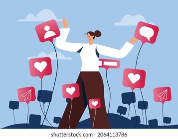 Social media growing profiles illustration concept vector 