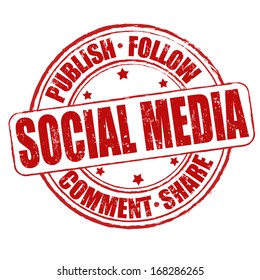 Social media grunge rubber stamp on white, vector illustration