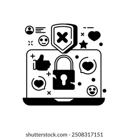 Icono de glifo de hackeo de redes sociales, Ilustración vectorial