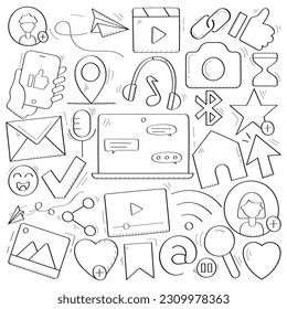 Social Media Hand Drawing Pattern Background Vector Design.