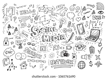 Social media hand drawn doodles