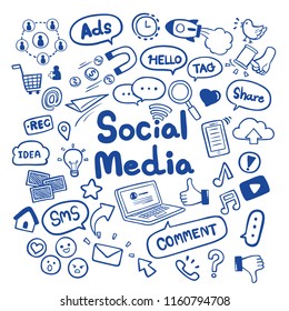 Social media hand drawn doodles background vector