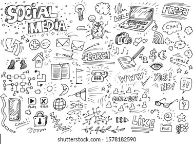 Social media hand drawn doodles