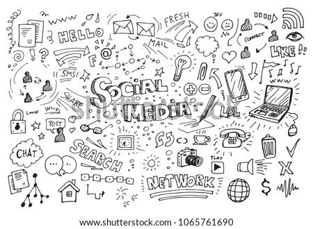 Social media hand drawn doodles