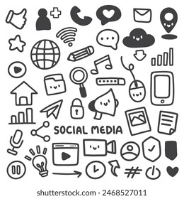Social media hand drawn element doodle