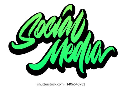 Social media. Hand drawn vector lettering design. Comics style. Design for t shirt printingVector