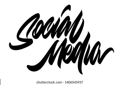 Social media. Hand drawn vector lettering design. Comics style. Design for t shirt printingVector