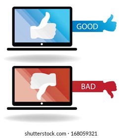 Social media. Hand signs vector. Good and bad concept.