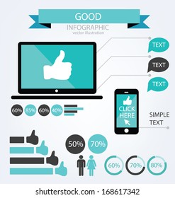 Social Media. Hand Signs Vector. Infographic. Good Concept.