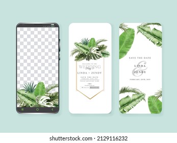 Social media Hawaiian wedding invitation template