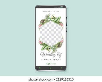 Social media Hawaiian wedding invitation template