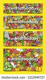 Social Media Header Cover Background with Hand Drawn World Food Day Templates