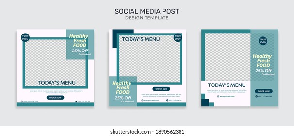 Social Media Healthy Food Sale Promotion And Article Template Post In Green Color Style