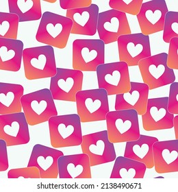 Social Media Heart Likes Ombre Gradient Funky Cute Seamless Pattern Background Repeat